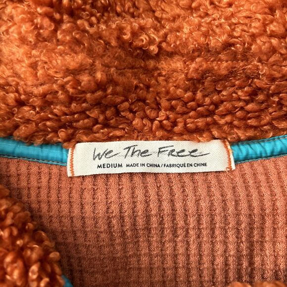 Free People We The Free Med Burnt Orange This and That Cardi Sherpa Jacket NWOT - Picture 5 of 11
